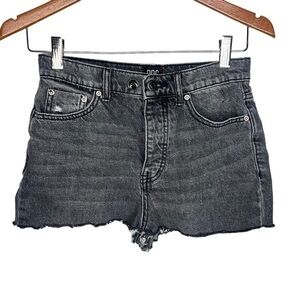 BDG super short cut off charcoal wash button booty cheeky Jean shorts Sz 26